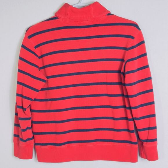 Polo Ralph Lauren Red Navy Stripe Shawl Collar Sweater Boys M 10-12 100% Cotton - Picture 5 of 11